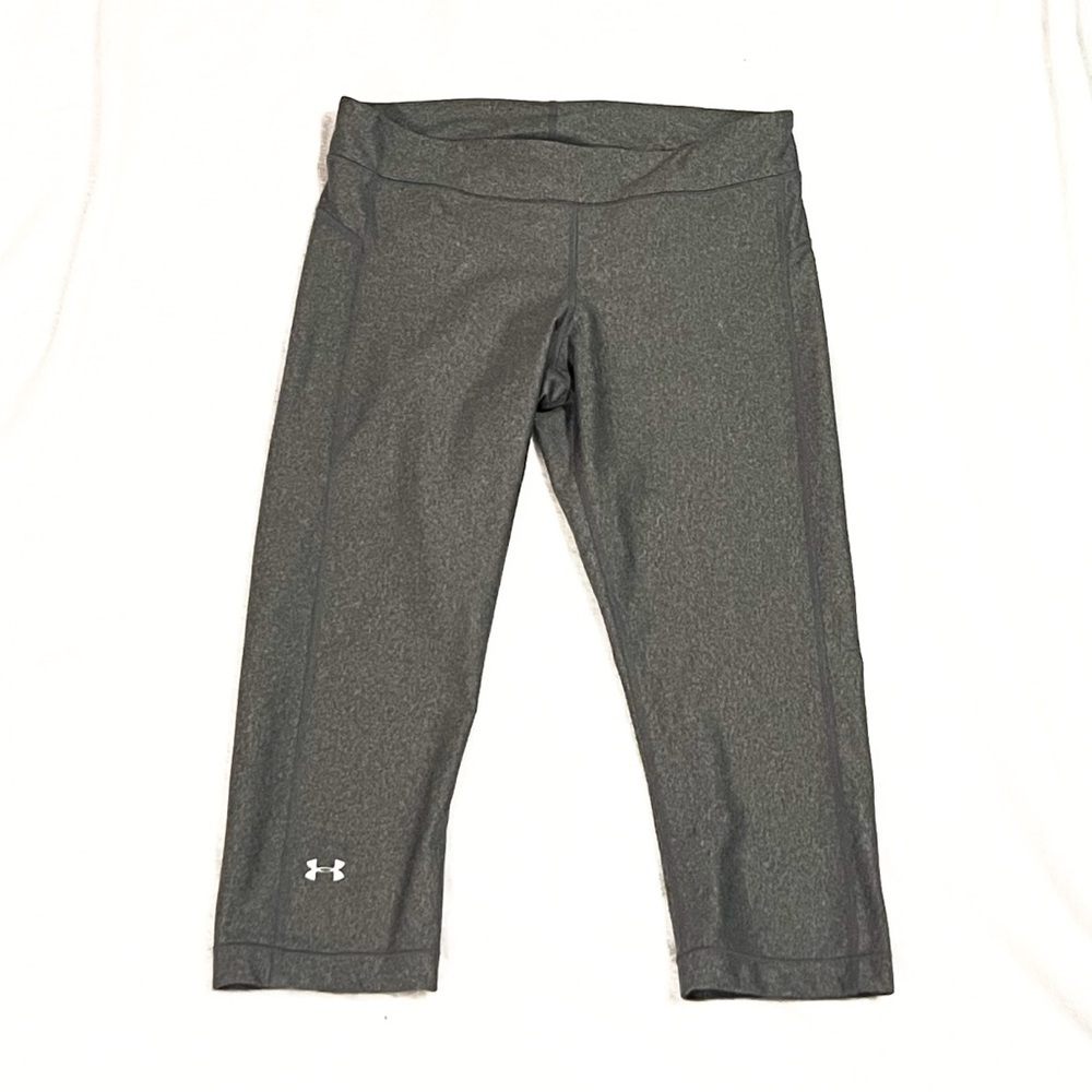 Under Armour Heat Gear Women’s Crop Leggings Mid Rise Solid Gray Compression L